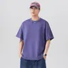 Camiseta de Verão Nova com Cor Contrastante de Manga Curta da Marca Trendy High Street Casual Solta Versátil Camiseta para Casal Americano de Manga Meia-Manga Masculina e Feminina