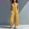 Macacão Casual de Cor Sólida Sem Mangas de Botão Único com Gola Alta e Bolsos Feminino Slim Fit Transfronteiriço Europeu e Americano da Amazon 2026