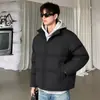 Jaqueta de Algodão Preta Masculina Outono Inverno Casaco de Algodão Gola Alta Estilo Americano Casal Jaqueta Pão Nova Tendência Temperamento ins Harajuku