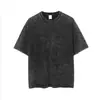 Camiseta de Verano Suelta tipo Pod con Mangas Cortas para Hombres y Mujeres, Cuello Redondo, Negro Lavado, Manga Corta, Color Liso, Lisa