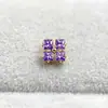 Brincos de Liga de Titânio Astmf-136 Flor de Lis Quadrada Dourada com Zircônia G23 Titânio Rosca Interna Zircônia Studs Labret Piercing de Orelha