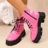 Botines cortos transfronterizos para mujer europeos y americanos, botines de motociclista, ajustados, nuevos, modernos, talla grande, suela gruesa, estilo británico, botines Martin, venta al por mayor, talla grande