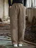 (Seleccionado) 26 Pantalones Acolchados de Ramio Tie-Dye de Invierno con Cintura Elástica, Pantalones de Algodón Gruesos Cálidos Artísticos para Mujer