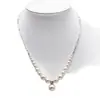 Accesorios de Principios de Primavera Nuevo Collar Dulce de Perlas de Imitación Plata Rota Cadena para Clavícula Diseño de Nicho Aleación Femenina de Gama Alta