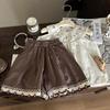 Gran Venta No Reembolsable y No Intercambiable [Pide con Racionalidad] Top de Verano para Niñas con Bordado y Cuello de Muñeca + Pantalones Anchos de Bosque