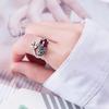 Anillo Pi Xiu para Mujer Plata Antigua Abierto Suerte Transferencia Anillo de Dedo Granate Rubí Pei Qiu Boca Viva Anillo de Cola Fábrica