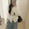 Abrigo de punto con cuello redondo, de un solo botón, estilo coreano para mujer, nuevo cárdigan de punto casual y versátil para otoño/invierno, para figuras petite