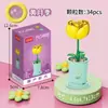 Suculento Ramo de Rosas en Maceta, Planta de Flores Eternas, Juguete Educativo de Ensamblaje, Regalo de Cumpleaños para Niña, Bloques de Construcción al por Mayor