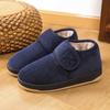 Nuevas zapatillas de algodón de suela gruesa con tacón de bolsa para interior en casa zapatos de pelo con velcro para hombre y mujer antideslizantes otoño e invierno zapatos de algodón para mediana edad