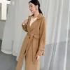 Nuevo Abrigo de Lana Doble Cara Otoño e Invierno 2024 para Mujer de Longitud Media con Cuello de Solapa y Cordones Abrigo de Lana Doble Cara