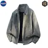 Jaqueta de Veludo Cotelê Tie-Dye Retrô da Marca Nasa Outono e Inverno Forrada com Lã Acolchoada Quente Tamanho Grande Versátil Jaqueta Bonita
