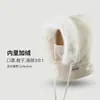 Cachecol com capuz quente à prova de frio para passeios ao ar livre, outono e inverno, novo cachecol de pelúcia com aba larga, gorro de puxar de uma peça com cadarço