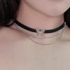 Gola gargantilha de menina doce, legal e quente, colar de couro de borboleta, colar empilhado de camada dupla, gola de colar feminina de nicho, versátil