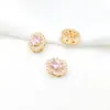 Cobre Chapado en Oro Microincrustado Circonita Redonda Cuadrada Flor de Cuatro Hojas Espaciador Multitaladro Cuentas para Pulsera de Perlas Doble Fila Hecha a Mano DIY