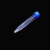 Tubo de centrífuga de 15ml com tampa azul fundo pontiagudo fundo redondo tampa de rosca escala plástica tubo de ensaio tubo de centrífuga plástico descartável