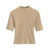 Camiseta de Verano con Escote Pequeño, Ajustada, de Hilo, Elástica Grande, Colorida, Manga Tres Cuartos, Estilo Europeo y Americano, para Mujer, Sencilla, Color Sólido