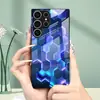 Adecuado para funda de teléfono Samsung S26ULTRA A37 hexágono azul S24 cubierta protectora A06 funda de cristal templado A07