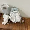 Mochila Shuai Mi Jia estilo coreano con estampado de dibujos animados y orejas de conejo lindas para mujer, bolso de mano dulce de nicho con lazo