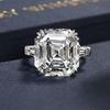 Cao Shi lujo europeo y americano anillo cuadrado de diamante simulado 10 * 10 mm circonita brillante anillo de boda estilo clásico transfronterizo