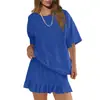 Verão 2026 Novo Cruzamento Europeu e Americano Amazon Comércio Exterior Moda Casual Conjunto Cor Sólida Solto Pijama para Mulheres