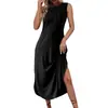 Amazon Transfronterizo Ropa de Mujer Nuevo Estilo de Verano Estilo Europeo y Americano Commuter Estampado Dobladillo Redondo Sin Mangas Vestido Largo