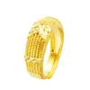 Anillo abierto de pareja de latón envejecido con patrón de oro y lino, nueve Budas, estilo similar, anillo chapado en oro de Vietnam para mujer