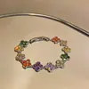Pulseira Simples de Coração e Flor de Zircônia para Mulheres, Pulseira Dopamina de Alto Padrão, Joia de Mão Moderna e Versátil para Mulheres no Atacado