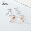 Brincos de Urso em Prata Esterlina 925 com Zircônia Microincrustada Feminino Coreano High-end Personalidade Fofo Doce Stud de Orelha Estudante Elegante