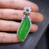 Pingente de Ágata Calcedônia Verde Gelo Natural Luxo Prata S925 Incrustado Fluorescente Não Importa Pingente de Cartão Verde Yang