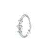 Anel de Prata Esterlina S925 Estilo Coreano Fino Brilhante Estrela Zircônia para Mulheres, Elegante da Moda, Tendência Popular do Ins, Anel Versátil para Dedo Indicador para Mulheres