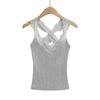 Sy9140-25 Primavera Nuevo Estilo Americano Estilo Lujuria Pura Sexy Adelgazante Look Encaje Empalmado Camisola Tejida
