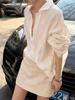 Explosiones de autorretención recomiendan ~ camisa casual holgada francesa de lino blanco de alta gama para mujer, top de verano con protección solar
