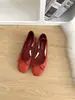 Sapatos Vermelhos Pequenos Femininos Outono Estilo Coreano Ins Laço Baixo Salto Baixo Sapatos de Camada Única Femininos Bico Redondo Baixo Suaves Sapatos de Salto