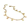 Tornozeleira Lele Jewelry de Aço Inoxidável Dourado com Pingente Redondo Pequeno, Estilo Fashion de Férias na Praia, Estilo Boho para Mulheres