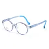 Gafas Anti-Luz Azul para Niños Marco Suave de Tr90 para Niños Gafas de Estudiante Espejo Plano Patillas Curvas Montura Redonda 5433