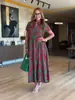 2026 Verano Moda Casual Transfronteriza Europea y Americana Estampado Bolsillo Holgado Vestido Largo para Mujer Ropa para Mujer