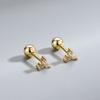Aretes de Tuerca de Trébol de Diamante de Plata Esterlina S925 Pendientes sin Tapón para los Oídos Moda Japonesa y Coreana Chapado en Oro Lujo Ligero Estilo ins para Mujer