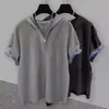 2025 Verano Tendencia Nueva Marca Americana Cremallera con Capucha Manga Corta Camiseta Moda Masculina Casual Media Manga Empalme Estilo Urbano
