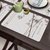 Nuevo mantel individual de cuero de estilo chino, moderno, elegante, resistente al agua, al aceite, al calor, lavable, de PVC, para mesa de centro.