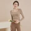 Ropa de Yoga para Mujer Primavera Nuevo Estilo con Almohadilla en el Pecho Tops Deportivos de Manga Larga para Correr Ropa Profesional de Entrenamiento de Pilates Fitness