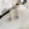 Agulha de Prata S925 Outono/Inverno Novos Brincos Fofos Estilo Pequena Chanel Simples Linha Coração Tachinhas Brincos Quentes de Bolas de Pelo para Mulheres