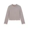 Top infantil Amybaby, nova coleção outono 2026, simples e versátil, doce design color-block com acabamento em babados
