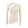 Blusa Longa Destacável com Babados Laterais e Cor Sólida, Design Moderno e Único para o Outono