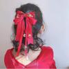 Tocado Hanfu para niños, venta al por mayor, linda horquilla para niñas, cinta larga, borla, pinza para el cabello, accesorios para el cabello de bebé de color rojo occidental