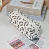 Bolsa de Maquiagem Grande Capacidade Estilo Ins com Estampa de Laço de Tecido, Estojo de Papelaria Minimalista de Nicho, Estojo de Lápis