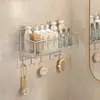 Estante de Almacenamiento Minimalista de Acero Inoxidable para Baño Organizador de Pared para Lavabo Cosméticos y Productos de Cuidado de la Piel