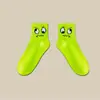 Calcetines de Color Caramelo con Emojis hasta la Mitad de la Pantorrilla, Calcetines Talla Grande para Mujer, Calcetines hasta la Mitad de la Pantorrilla para Comercio Exterior, Calcetines Deportivos Largos Originales de Amazon