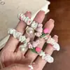 Goma para el pelo de conejo con tulipanes, linda, femenina, para estudiante, scrunchie de primavera, nueva cuerda para el pelo, accesorio elástico para el pelo