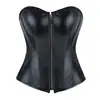 Corsé con Cremallera Sexy Soporte de Busto Control de Abdomen Faja Estilo de Corte Europeo y Americano Moldeador Corporal Pu Brillante Ajustado Corsé de Belleza