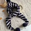 ¡Artículo de moda! Bufanda Larga Estrecha de Doble Raya para Mujer, Otoño e Invierno, Moderna, Versátil, Calentador de Cuello